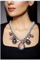 Rose Crystal Charms Bib Necklace