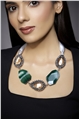 Shaded Emerald Agate Crystal Tie Up Bib Necklace