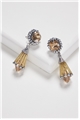 Gold Spade Crystal Cone Drop Earrings
