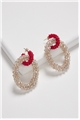 Shimmery Subtles Champagne Red Crystal Double Hoop Earrings