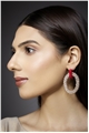 Shimmery Subtles Champagne Red Crystal Double Hoop Earrings