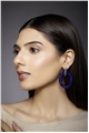 Classic Midnight Blue Silver Crystal Double Hoop Earrings