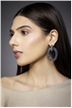Dance All Night Blue Silver Crystal Double Hoop Earrings