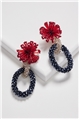 Spinning In Spirals Blue Red Flower Burst Double Hoop Earrings