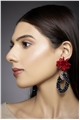 Spinning In Spirals Blue Red Flower Burst Double Hoop Earrings