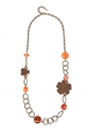 Brown Flower Interlinked Bead Necklace