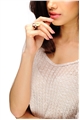Brown Beads Cluster Heart Charm Ring