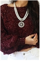Duo Pearl Strand Diamante Pendant Necklace