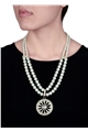 Duo Pearl Strand Diamante Pendant Necklace