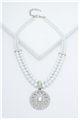 Duo Pearl Strand Diamante Pendant Necklace