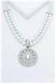 Duo Pearl Strand Diamante Pendant Necklace