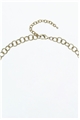 SILVER PEARL GLASS BEADS GOLD LINK LONG NECKLACE