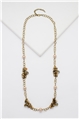 Soul Searcher Topaz Pearl Gold Link Long Necklace