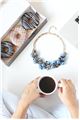 Star Gazer Blue Crystal Pearl Statement Necklace