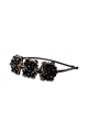 The Queen Waldorf Black and Gold Crystal Floral Hairband