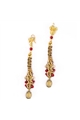 Woven Golden Long Crystal Drop Earrings
