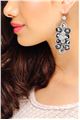 Grey Velvet Cocktail Crystal Studded Earrings