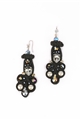 Black Velvet Crystal and Pearl Studded Earrings