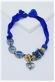 Blue Satin Crystal Tie Up Necklace