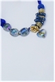 Blue Satin Crystal Tie Up Necklace