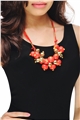 Red Matt Gold Bead and Bauble Chunky Necklace