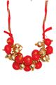 Red Matt Gold Bead and Bauble Chunky Necklace