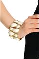Stretch White Glass Stone Cuff Bracelet