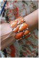Stretch Orange Glass Stone Cuff Bracelet