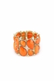 Stretch Orange Glass Stone Cuff Bracelet