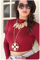 Gold Wreath Oversized Metal Pendant Necklace