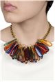 Drops Of Rainbow Cracked Bead Effect Bib Necklace