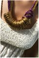 Spinning Around Violet Resin Beads Gold Ring Necklace