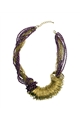 Spinning Around Violet Resin Beads Gold Ring Necklace
