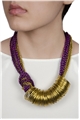 Spinning Around Violet Resin Beads Gold Ring Necklace