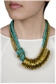 Spinning Around Turquoise Resin Beads Gold Ring Necklace