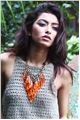 Flaming Orange Cracked Glass Bead Effect Chandelier Necklace