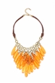 Flaming Orange Cracked Glass Bead Effect Chandelier Necklace