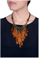 Flaming Orange Cracked Glass Bead Effect Chandelier Necklace