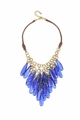 Electric Blue Cracked Glass Bead Effect Chandelier Necklace