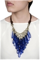 Electric Blue Cracked Glass Bead Effect Chandelier Necklace