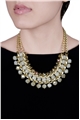 Spunky White Crystal Drops Gold Necklace