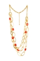 Became Mucho Gold Chain Red Stone Layered Necklace