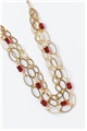 Became Mucho Gold Chain Red Stone Layered Necklace