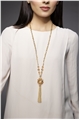 Glass Beads Ring Tassel Necklace