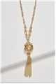 Glass Beads Ring Tassel Necklace